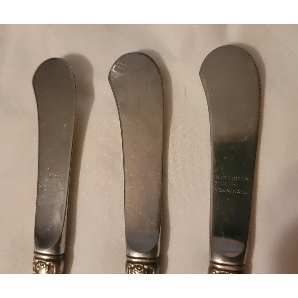 Lot Of 3 Reed & Barton Tara Paddle Blade Butter Spreaders Sterling Handles